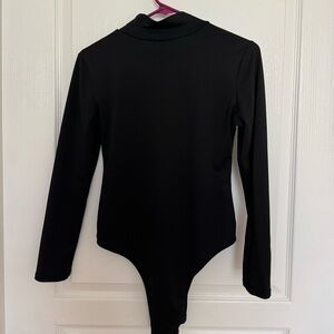Black mock neck bodysuit